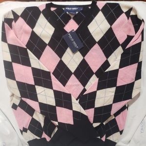 NWT Polo Golf by Ralph Lauren Cashmere Argyle Sweater